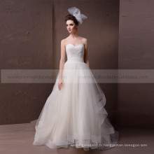 Elegant A line Robe de mariée en organza plissée en forme de coeur perlée